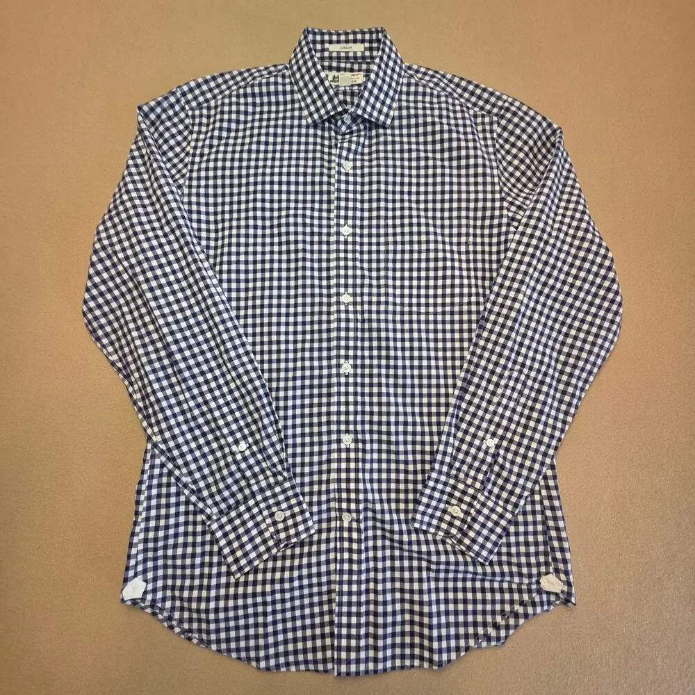J.Crew Thomas Mason Blue & White Gingham Ludlow Slim Fit Button Shirt Sz Medium